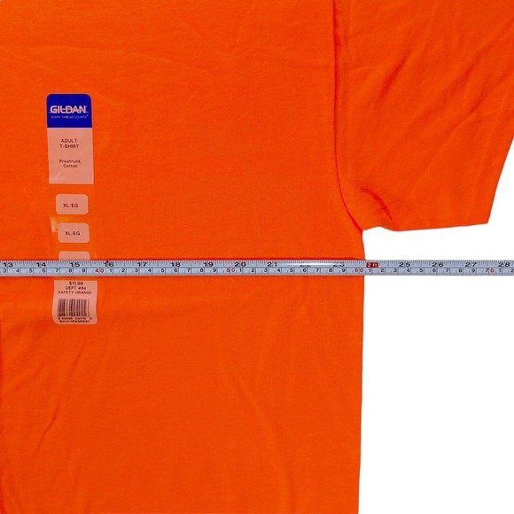 NWT Gildan Mens XL Ultra Cotton T-Shirt Short Sleeve Tee Preshrunk Safety Orange - Picture 5 of 9